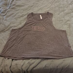 Be Kind Cropped Muscle Tank Top - Gray